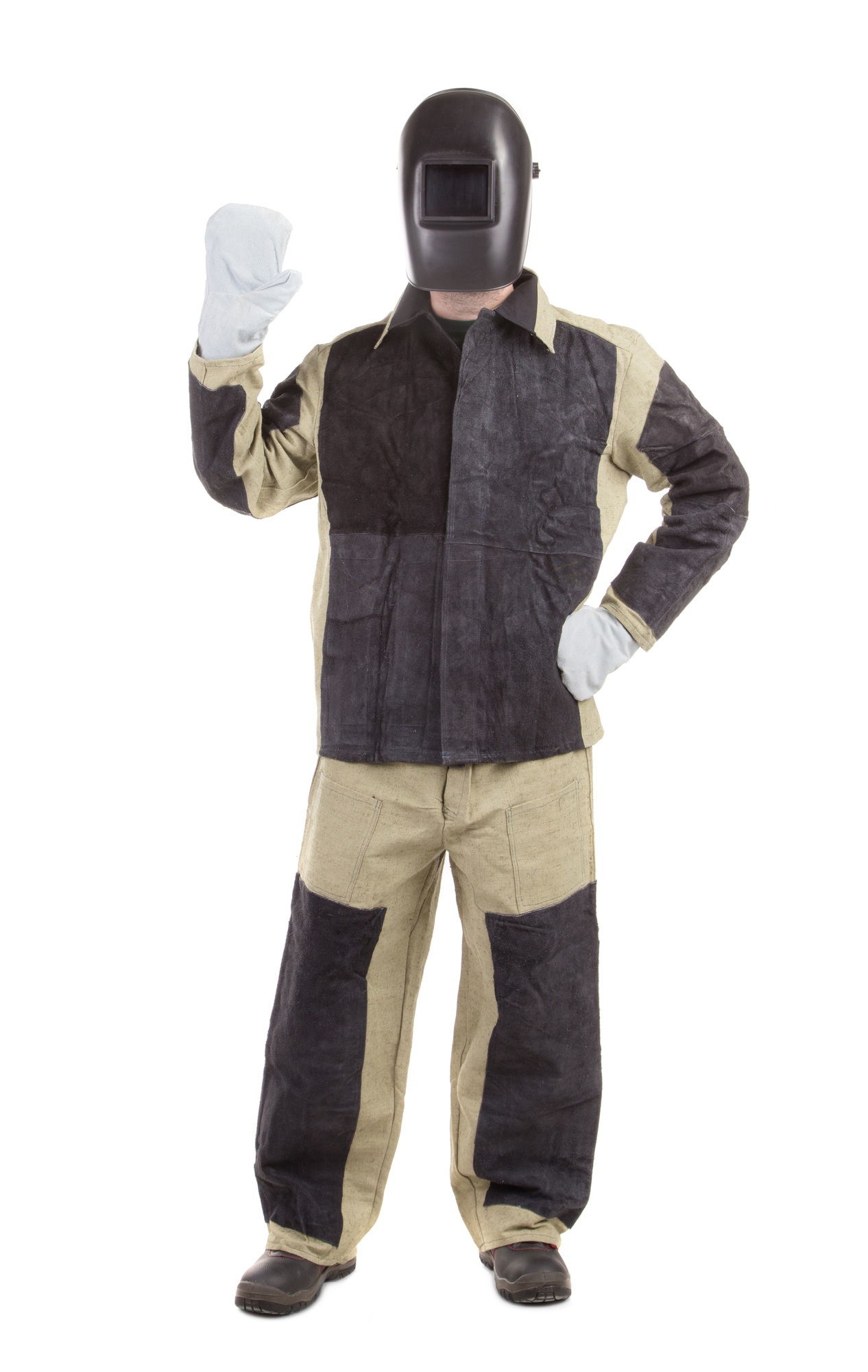 Worker in welding mask.